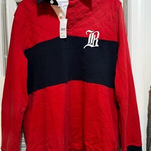 NWT Brooks Brothers Quilted Logo Rugby Red Blue Cotton Rugby Shirt Sz Large $148